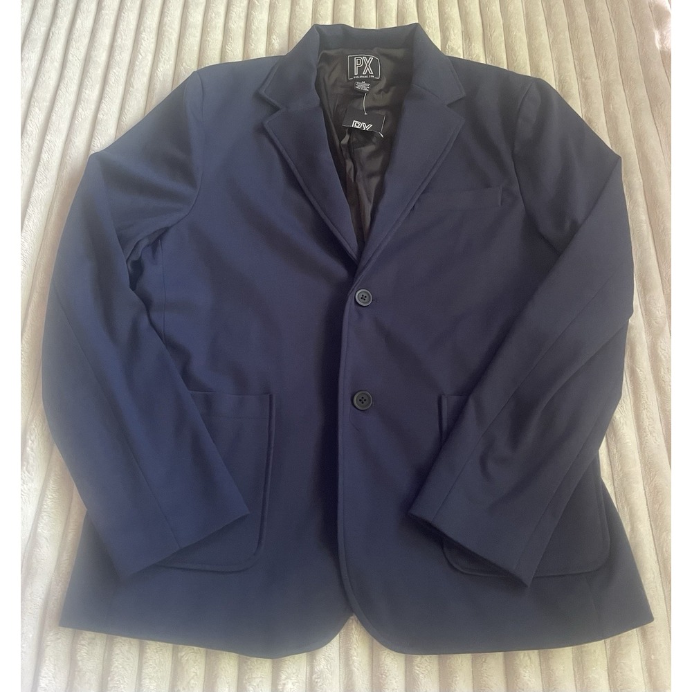 NWT PX Clothing Blazer Mens M Navy Knit Two-Button Stretch Sport Coat